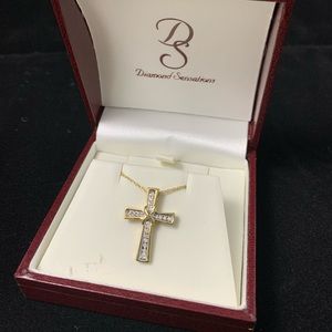 Gold diamond cross necklace